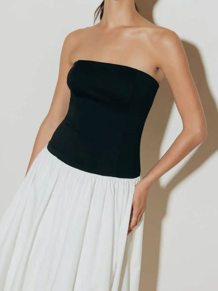 Clean & Classy Strapless Dress in Black & White