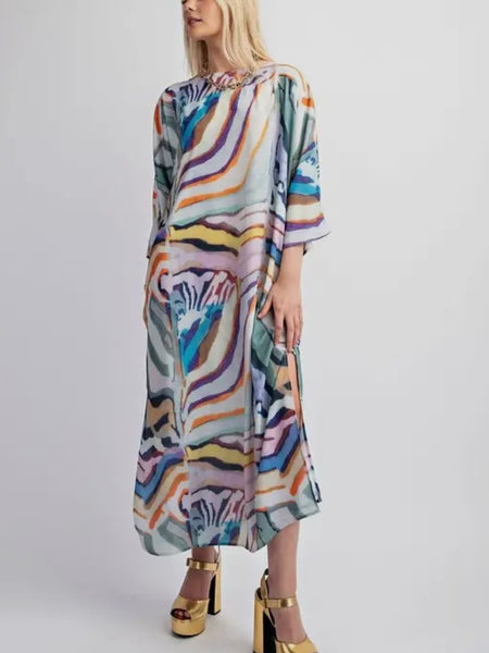 Living In A Rainbow Kaftan Dress in Multi