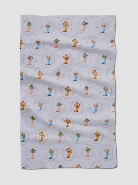 Rainboots in Bloom Tea Towel