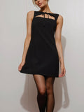 High Tie Mini Dress in Black