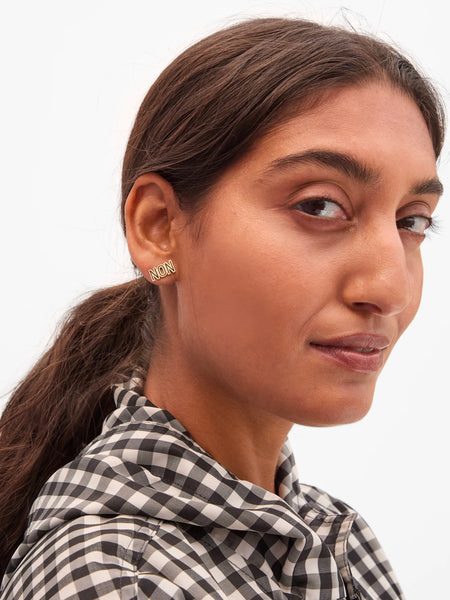 Oui Non Stud Earrings in Cream & Black