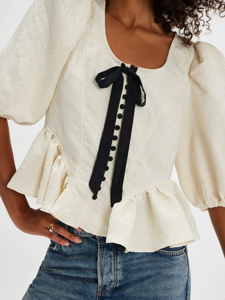 Pamela Bow Top in White Asylum