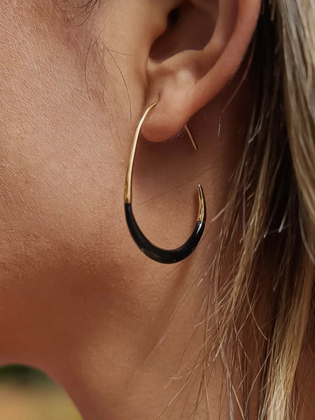 Perchee Enamel Hoops in Black