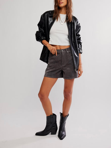 Tippi Vegan Suede Short in Dark Grey