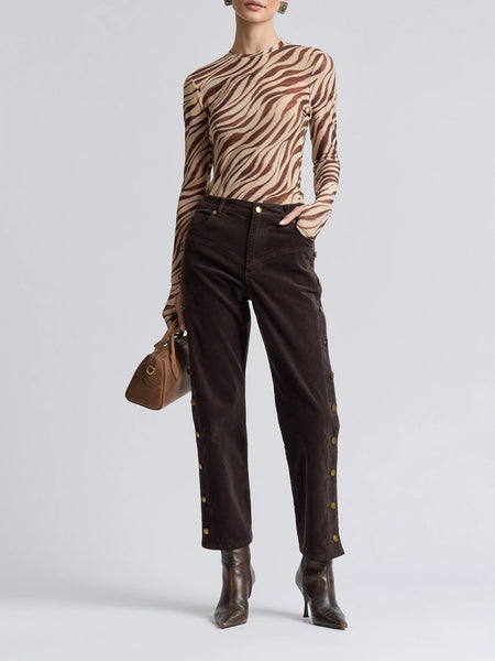 Stretch Mesh Thumbhole Top in Autumn Zebra