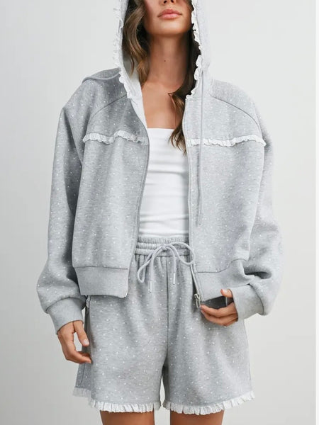 Connect The Dots Zip Up in Grey