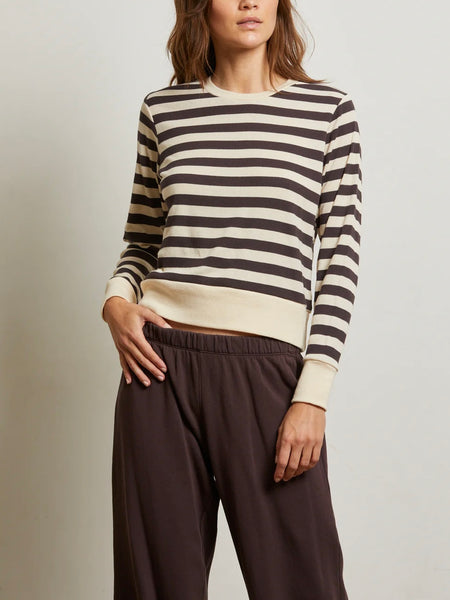 Stef Stripe Luxe Rib Long Sleeve in Mocha