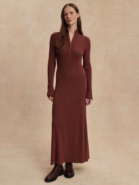 Burnet Zip Knit Maxi Dress in Cinnamon