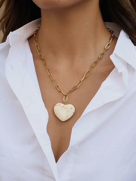 Rouelle Heart Chain Necklace in White