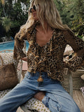 Samantha Lace Frill Blouse in Vintage Leopard