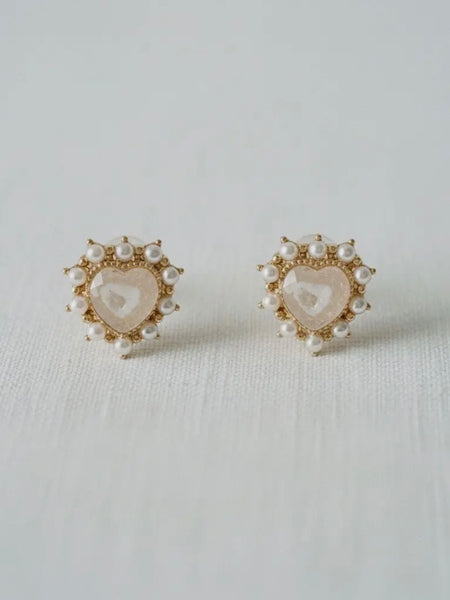 Pale Pink Heart CZ Studs