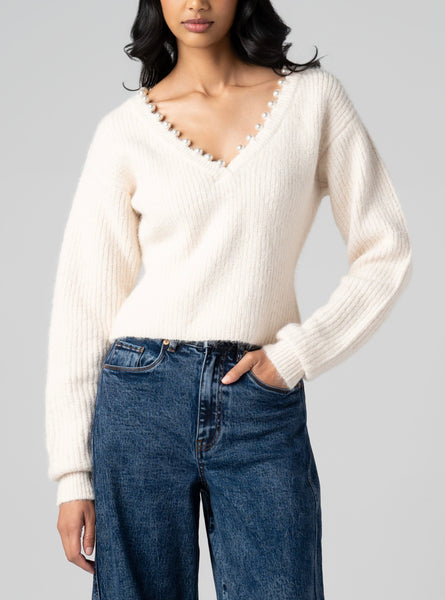 Morning Dew Pearl Sweater in Cream