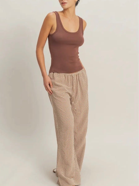 Bring The Gingham Pant in Brown