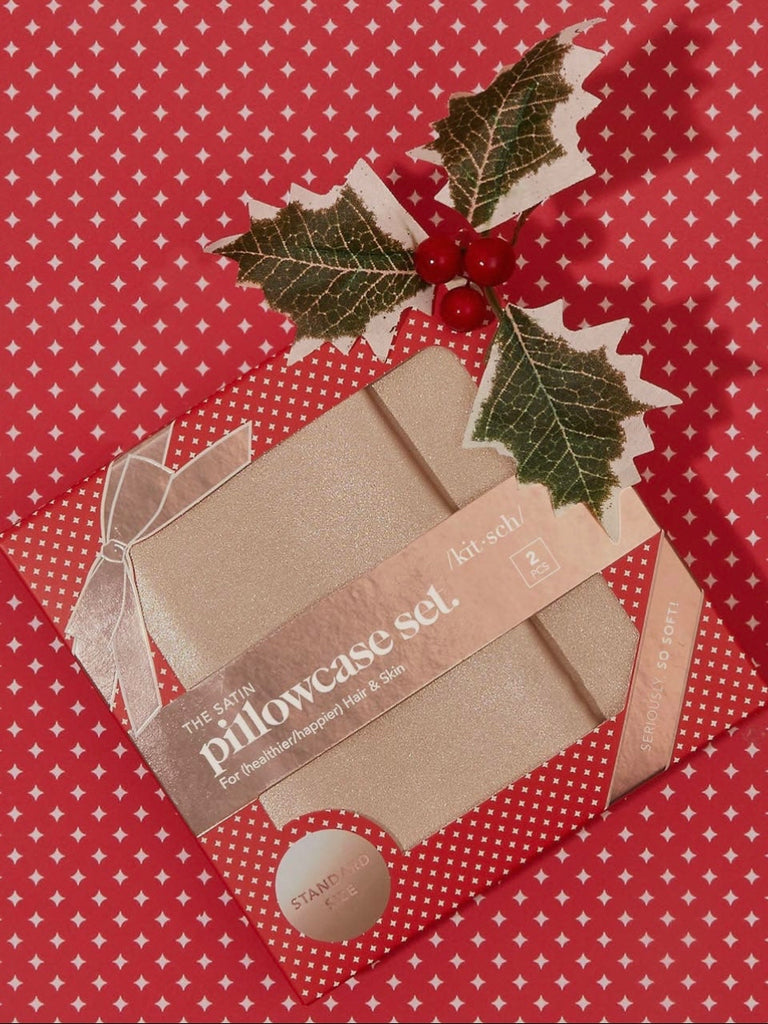 Holiday Satin Standard Pillowcase 2pc Set in Champagne