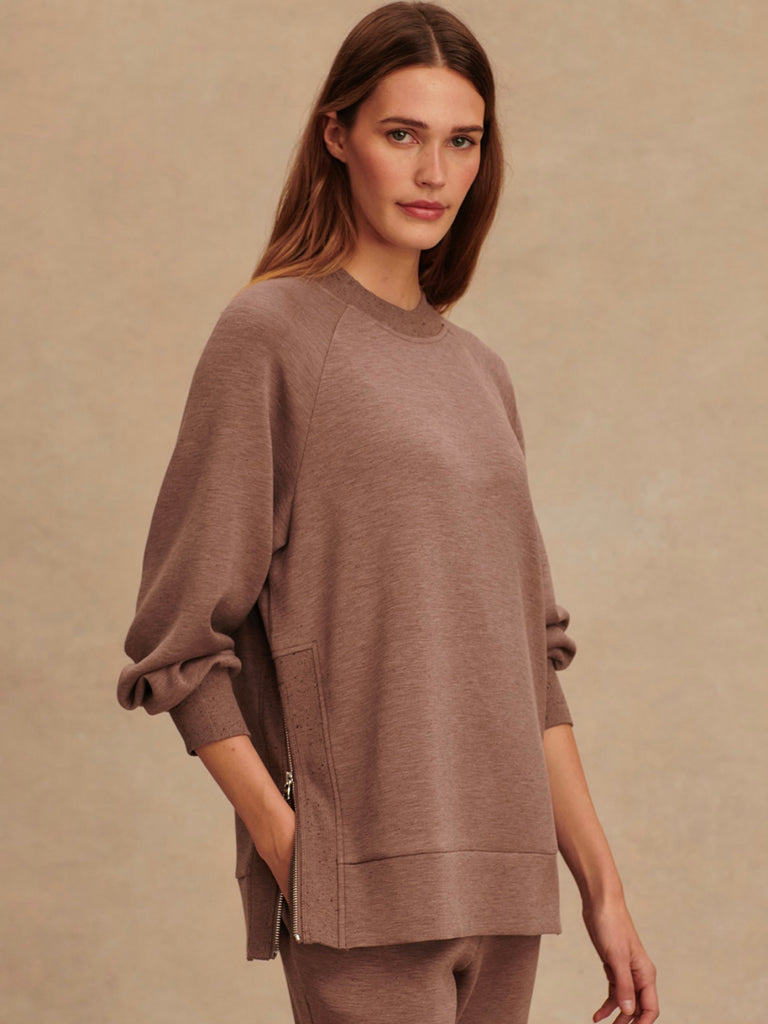 Nicole Boyfriend Sweat in Deep Taupe Marl Fleck