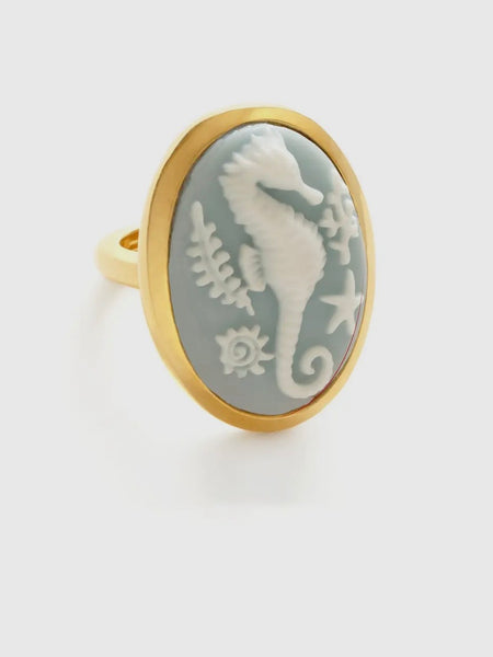 Seahorse Cameo Ring