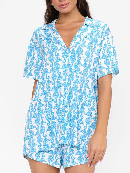 Sunday Morning PJ Set in Seahorse Jersey