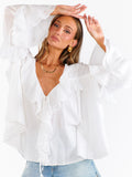 Joss Ruffle Top in White Voile