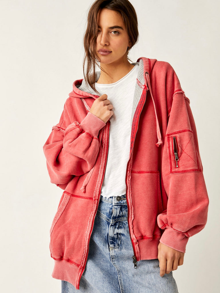 By Your Side Lined Hoodie in Cherry Crush