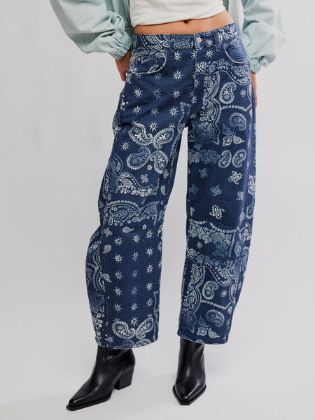 Good Luck Printed Barrel in Navy Bandana