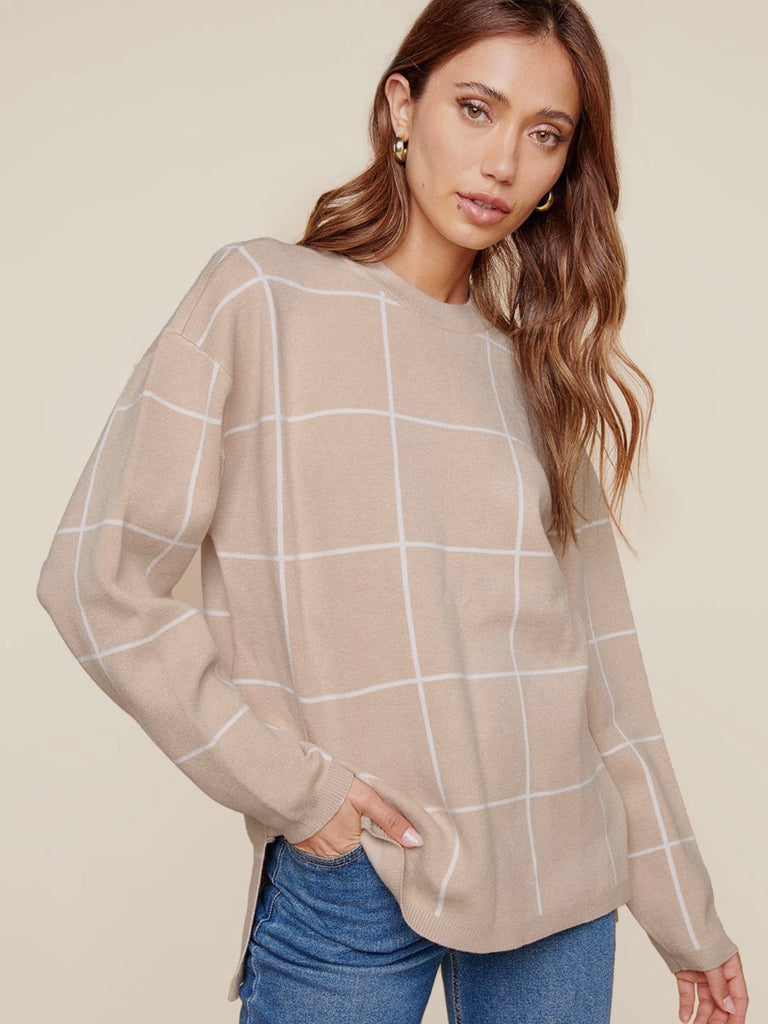 To The Window Pane Sweater in Oatmeal