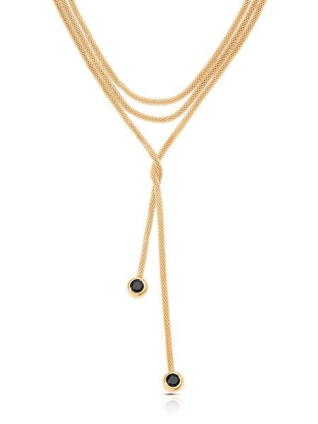 Forever Tied Lariat Necklace in Black Crystal
