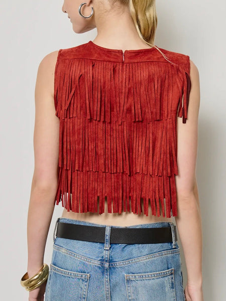 Feeling Fringey Tank in Brick