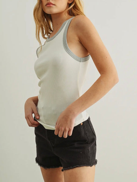 Conflict Of Interest Tank in Cream & Grey