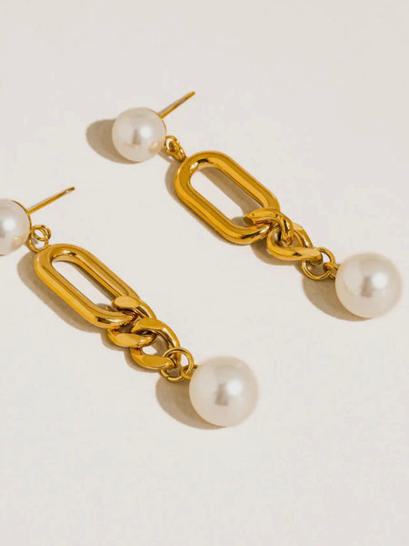 Lyrisme Pearl Drop Chain Earrings