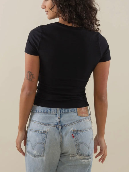 Garment Dye Baby Tee in Black