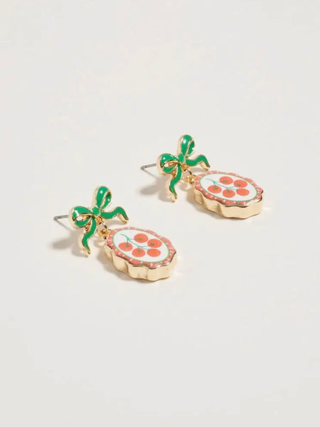 Bow Tile Earrings in Tomato