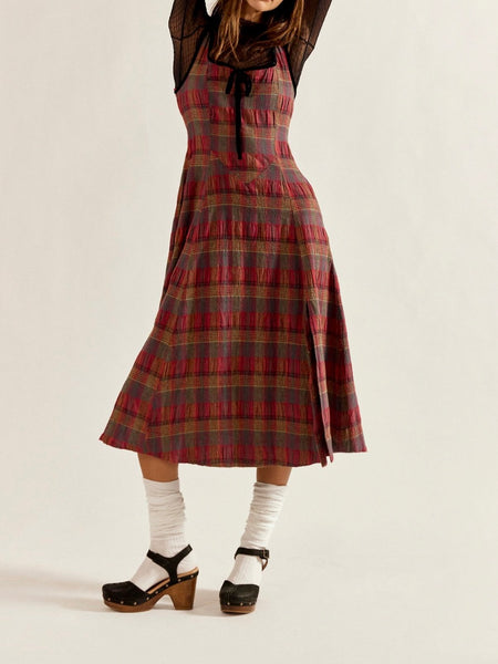 Freya Plaid Midi in Cherry Combo