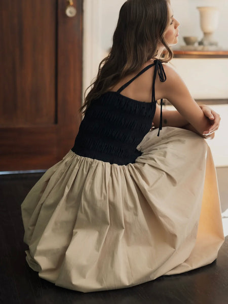 Better Be Bubble Dress in Tan & Black