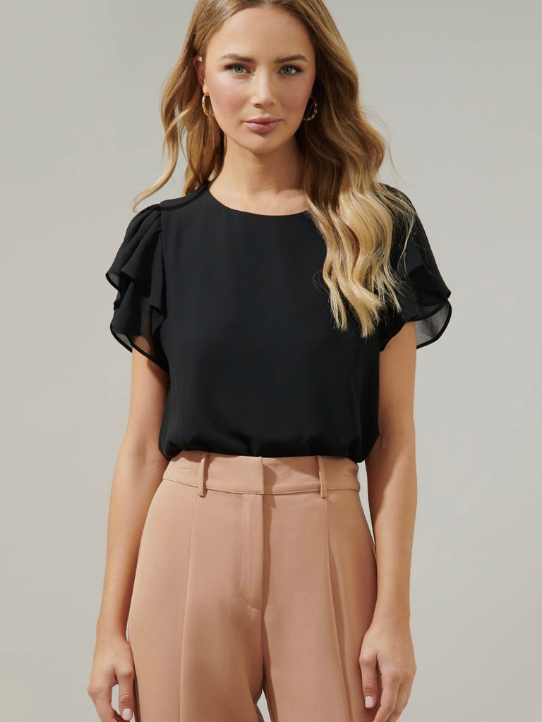Charli Chiffon Blouse in Black