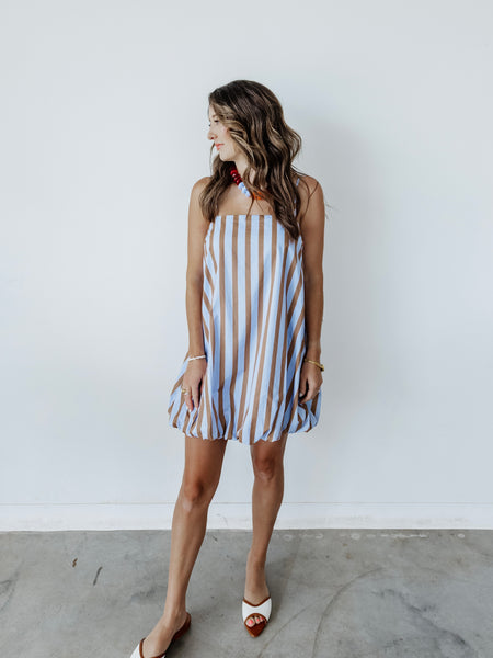 Stay In The Lines Mini in Blue & Brown