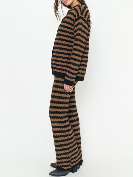 Inez Cardigan in Coffee Stripe Knit