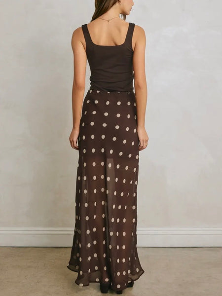 Pull Out All The Dots Skirt in Chocolate