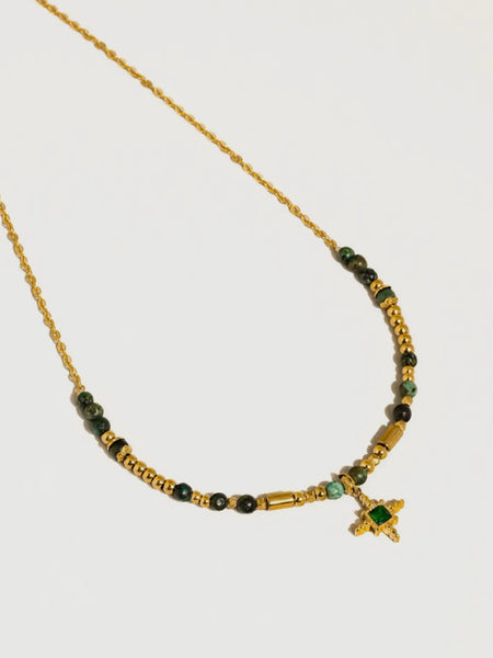 Irie Beaded Gemstone Necklace in Green