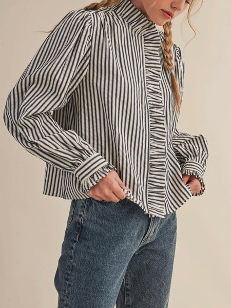 Stripes Are A Neutral Button Up in Black