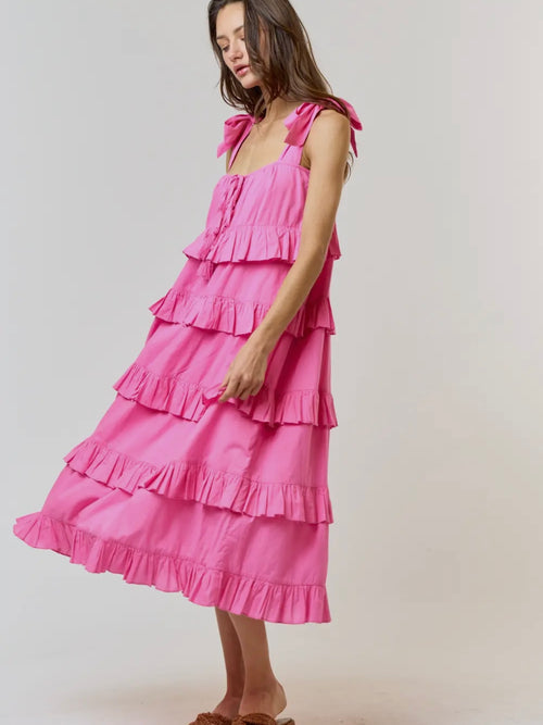 Sugar & Spice Maxi Ruffle Dress in Pink