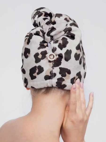Quick Dry Hair Towel in Leopard