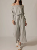 Hudson Off Shoulder Jumpsuit in Heather Grey