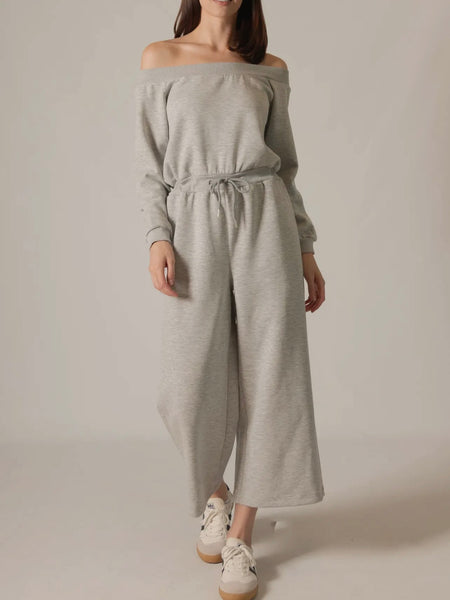 Hudson Off Shoulder Jumpsuit in Heather Grey