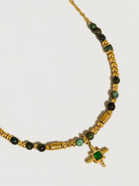 Irie Beaded Gemstone Necklace in Green