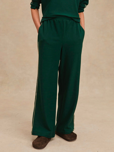 Brushed Rib Wide Leg Pant 28 in Pine Grove & Cement