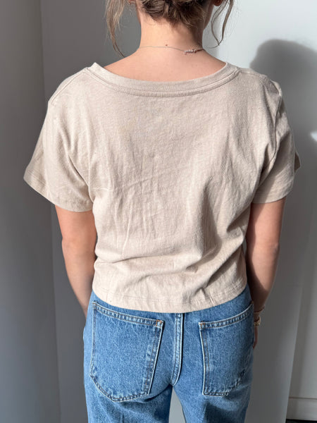 Out of the Boxy Crop Tee in Latte
