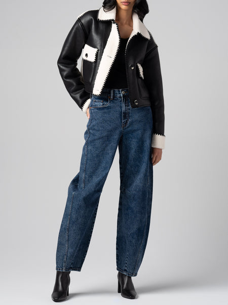 Show and Tell Whipstitch Jacket in Black & Cream