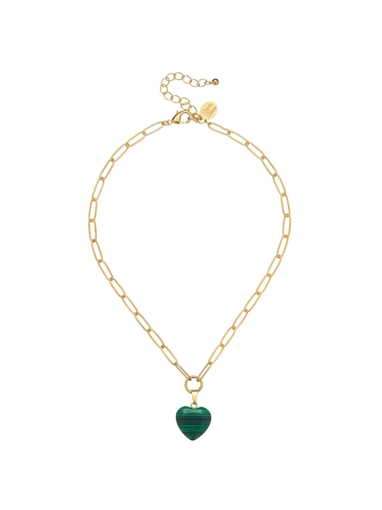 Audrey Heart Necklace in Malachite