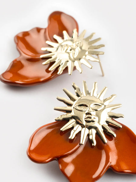 Sun & Orange Petals Stud Earrings