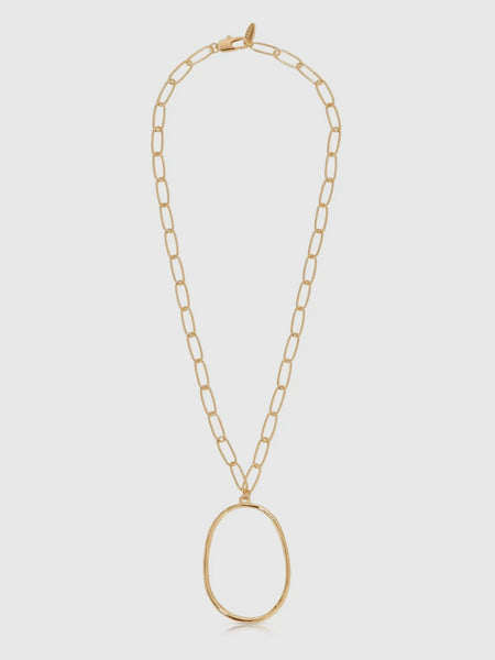 Large Oval Pendant Chain Link Necklace
